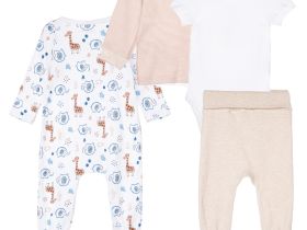 Комплект детский трикотажный для мальчиков: боди, комбинезон, кофточка, нагрудник, ползунки, чепчик