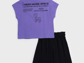 Комплект трикотажный для девочек: фуфайка (футболка), шорты