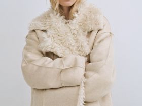 Дублёнка из искусственной замши и меха, Бежевый
