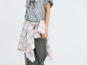 Футболка с AR-принтом для девочек, Серый