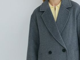 Длинное двубортное пальто из шерсти, Серый