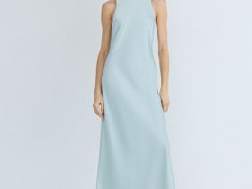 Сатиновое платье с американской проймой, Зеленый