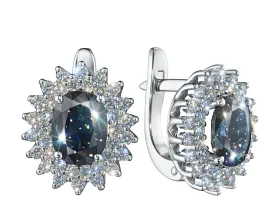Серьги из белого золота с сапфирами и бриллиантами э4737сг04210404