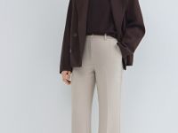 Расклёшенные брюки с ремнём, Бежевый