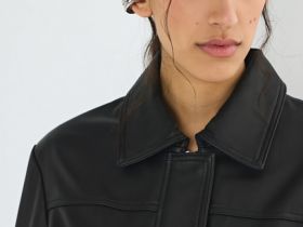 Бомбер из натуральной кожи, Черный