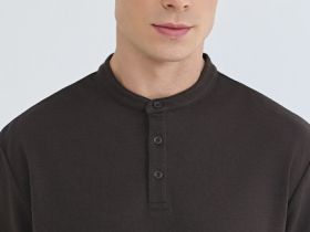 Поло с воротником-стойкой, Коричневый