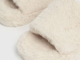Тапочки с искусственным мехом, Бежевый