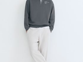 Толстовка с воротником-стойкой на молнии, Голубой