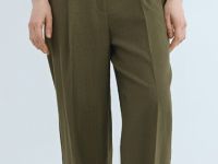 Зауженные брюки с поясом, Зеленый