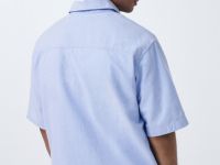 Рубашка из ткани оксфорд с коротким рукавом, Голубой