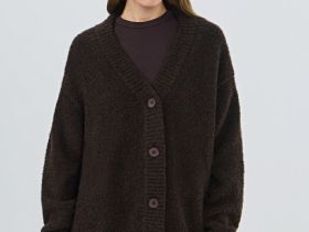 Кардиган оверсайз с шарфом, Коричневый