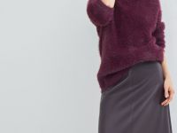 Юбка А-силуэта из искусственной кожи, Фиолетовый