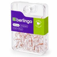 Кнопки силовые Berlingo, 100 шт., пластиковый бокс, круглые, прозрачные, розовое золото
