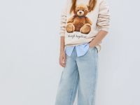 Свитшот оверсайз для девочек, Бежевый