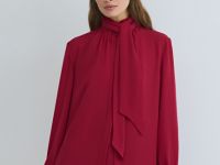 Блузка с шарфом, Красный