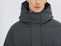 Утеплённая куртка с капюшоном и накладными карманами, Серый