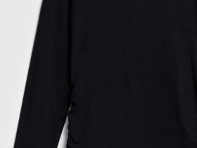 Лонгслив в рубчик с завязками для девочек, Черный