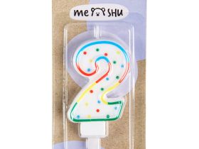 Свеча для торта с держателем MESHU "Цифра 2", 8,5 см, блистер