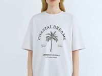 Футболка с принтом, Бежевый