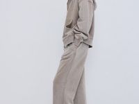 Базовые широкие брюки с эффектом стирки, Бежевый