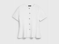 Кардиган с баской и фигурными пуговицами, Белый