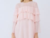 Платье мини А-силуэта с воланами, Оранжевый