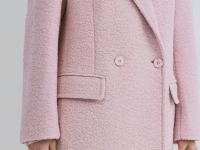 Длинное двубортное пальто из шерсти, Розовый