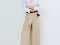 Широкие брюки с шерстью O'STIN x Яндекс Книги, Бежевый