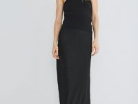 Атласная юбка из жатой ткани, Черный