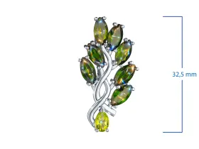 Серьги из серебра с хризолитами и хромдиопсидами э0665сг01260365