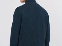 Вязаный кардиган с высоким воротником, Синий