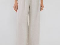 Широкие брюки со льном, Бежевый