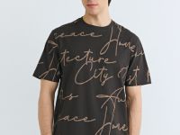 Футболка с принтом, Коричневый