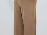 Прямые брюки с эластичным поясом, Бежевый