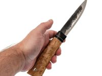 Северный нож малый, сталь Х12МФ, эксклюзивный кованый нож, рукоять карельская берёза с черным грабом