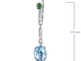 Серьги из серебра с топазами и хромдиопсидами э0681сг12250372