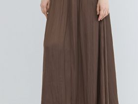 Юбка из ткани с жатым эффектом, Коричневый