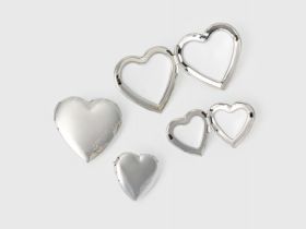 Серьги-локеты в форме сердца, 2 пары, Серебряный