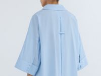 Рубашка в полоску с рукавом 3/4, Голубой