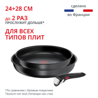 Набор посуды со съемной ручкой Ingenio Daily Chef Black 3 предмета 24/28 см L7629553
