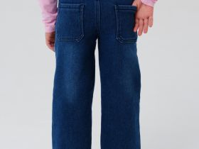 Брюки текстильные джинсовые утепленные флисом для девочек