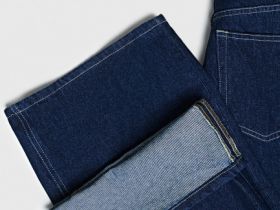 Широкие джинсы с высокой посадкой и отворотами, Синий