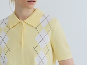 Джемпер поло с ромбами, Желтый