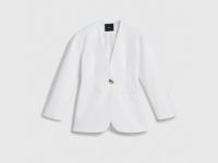 Однобортный приталенный жакет, Белый