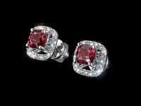 Пусеты из белого золота с рубинами э4780пс10220616