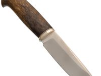 Туристический нож Соболь, сталь M390, рукоять карельская береза, мельхиор