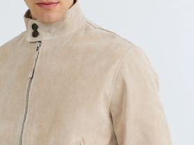 Бомбер из натуральной замши, Бежевый