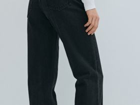 Прямые джинсы с высокой посадкой, Черный