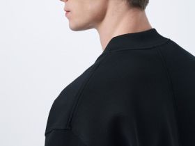 Бомбер на молнии из ткани интерлок, Черный