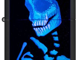Зажигалка ZIPPO Skeleton Design с покрытием Black Light, латунь/сталь, черная, матовая